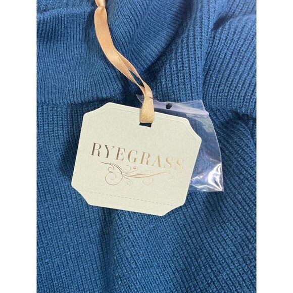 NWT Ryegrass Womens Large Teal Sweater Mock Neck Open Back Tie Button - Picture 6 of 16